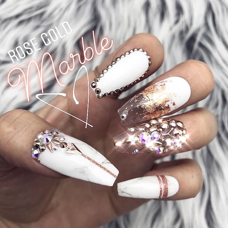 Handmade- Frosty The Pink Sheer Pink Iridescent Glitter w/ Bling Crystal  Press On Nail Set