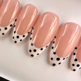 Handmade- White French Dots- White French with Back Polka Dot Detail Press On Nail Set