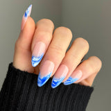 Handmade-Blue Galaxy Marble Press-On Nail Set