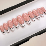 Handmade- White French Dots- White French with Back Polka Dot Detail Press On Nail Set
