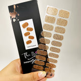 Instant Gel Manicure- Gold Firework, Semi-Cured Gel Nail Wrap