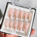 Instant Luxury Acrylic Press-On Nails- Gold Rush- Almond