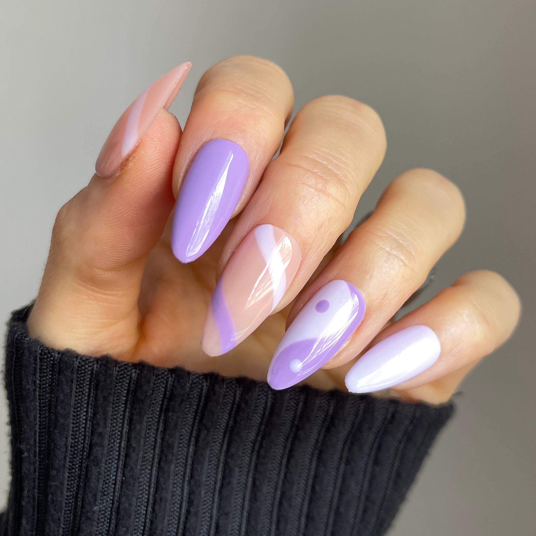 Press On Nude and Purple Swirly Nails | The Nailest