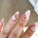 Handmade- Shadow Hearts, Soft Pink Cat-eye Paper Clip Heart Press On Nail Set