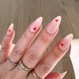 Handmade- Red Kisses and Hugs, Mini Heart Detail Valentines Day Press On Nail Set