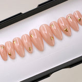 Handmade- Gold Kisses and Hugs, Mini Heart Detail Valentines Day Press On Nail Set