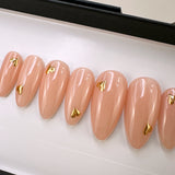 Handmade- Gold Kisses and Hugs, Mini Heart Detail Valentines Day Press On Nail Set