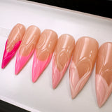 Handmade- Heartfelt Glamour, Pink French with 3D Heart Detail Press On Nail Set