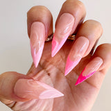 Handmade- Heartfelt Glamour, Pink French with 3D Heart Detail Press On Nail Set