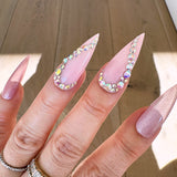 Handmade- Darling Heart Dazzle, Pink Cateye w/ Crystal Accents