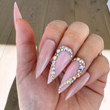 Handmade- Darling Heart Dazzle, Pink Cateye w/ Crystal Accents