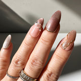 Handmade- Rose Garden Cat Eye Detailed Press On Nails