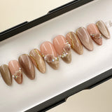 Handmade- Rose Garden Cat Eye Detailed Press On Nails