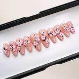 Handmade- Pink Cherry Blossom Press On Nail Set