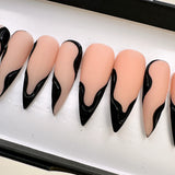 Handmade- Dark Swamp Black Swirl Press On Nails