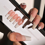 Handmade- Bridal Glow Pearl White Wedding French Press On Nails