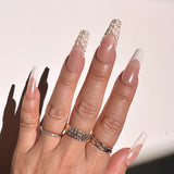 Handmade- Bridal Glow Pearl White Wedding French Press On Nails