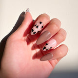 Handmade- Soft Camouflage, Black And Taupe, Gold Ring Detailed Press On Nails