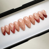 Handmade- Sweet Amaretto, Clear 3D Swirl Nail Art Press On Nail Set