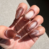 Handmade- Bronze Mirage Cat Eye Reflective Shiny Press On Nail Set
