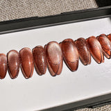Handmade- Bronze Mirage Cat Eye Reflective Shiny Press On Nail Set