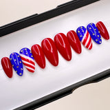 Handmade- 4th July Flag Press On Nail Set