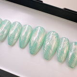 Handmade- Coastal Greenery, Brushstroke Press On Nails
