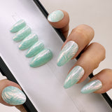 Handmade- Coastal Greenery, Brushstroke Press On Nails