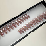 Instant Glam- Pink Cloud White Dots Glazed Almond Press On Press On Nail Set