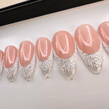 Handmade- Diamond Sugar Dust Detail French Press On Nail Set