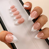 Handmade- Diamond Sugar Dust Detail French Press On Nail Set