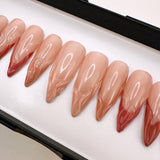 Handmade- Sweet Amaretto, Clear 3D Swirl Nail Art Press On Nail Set