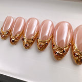 Handmade- Golden Romance, Soft Glam Romance Press On Nail set