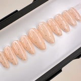 Handmade- Stardust Dots- Nude Base Gold Polka dots Press On Nails