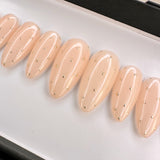 Handmade- Stardust Dots- Nude Base Gold Polka dots Press On Nails