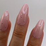 Handmade- Rosie Stardust Dots- Pink Base Gold Polka dots Press On Nails