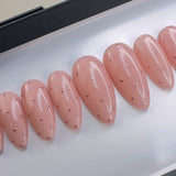 Handmade- Rosie Stardust Dots- Pink Base Gold Polka dots Press On Nails