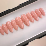 Handmade- Rosie Stardust Dots- Pink Base Gold Polka dots Press On Nails