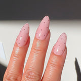 Handmade- Rosie Stardust Dots- Pink Base Gold Polka dots Press On Nails