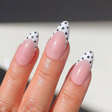 Handmade- White French Dots- White French with Back Polka Dot Detail Press On Nail Set