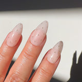 Handmade- Stardust Dots- Nude Base Gold Polka dots Press On Nails