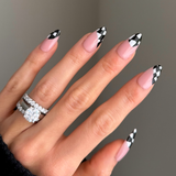 Handmade- Twister Black N White, Grand Prix Checker Press On Nails