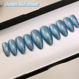 Handmade- Platinum Sparkly Foil Gel Press On Nail Set- Pick One Color!