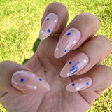 Handmade- LA Los Angeles Blue White Polka Dots Press On Nail Set