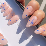 Handmade- LA Los Angeles Blue White Polka Dots Press On Nail Set