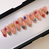 Handmade- Spring Crystal Bloom Press On Nail Set