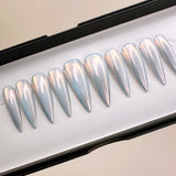 Handmade- Holo Glaze Chrome Press On Nail Set