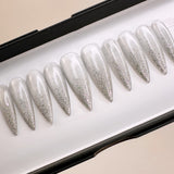 Handmade- Sliver Holo Glitter Ombre Chrome Press On Nail Set