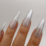 Handmade- Sliver Holo Glitter Ombre Chrome Press On Nail Set