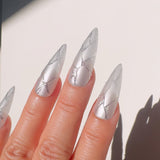 Handmade- Shattered Mirror Chrome Sliver Press On Nail Set